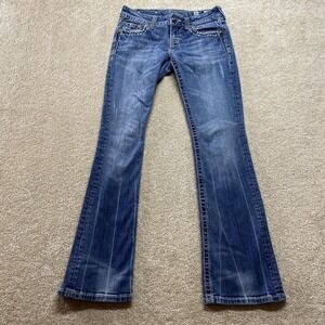 Miss Me Jeans Womens 26 Bootcut DK 63 Embellished Fleur De Lis Pocket Denim Pant